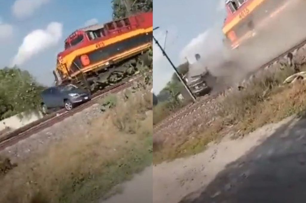 Tren embiste una camioneta atorada en las vías, en Hidalgo
