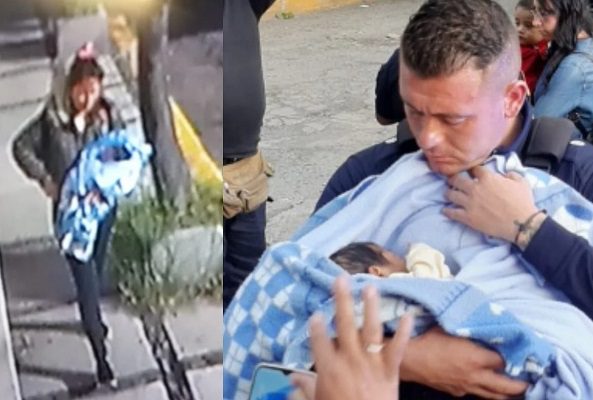 Abandonan a bebé de 5 días de nacido en calles de Tlalnepantla; policías lo rescatan #VIDEO