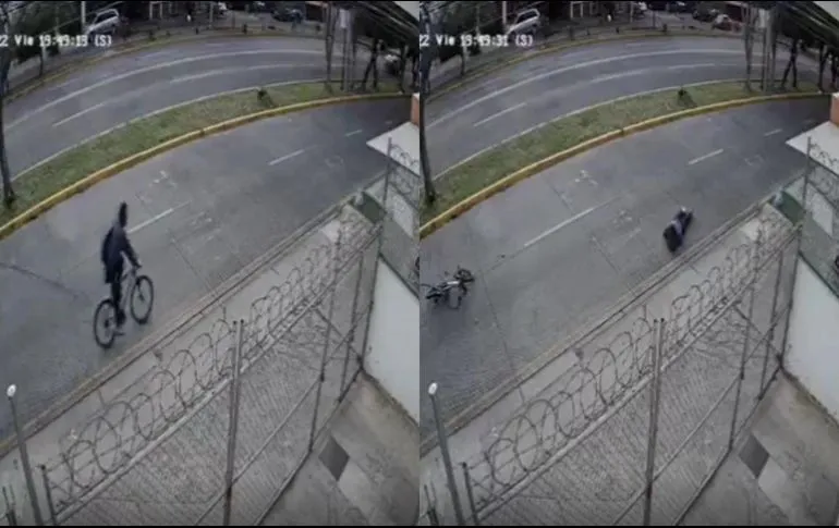 Ciclista sufre aparatosa caída por un cable en Jalisco #VIDEO