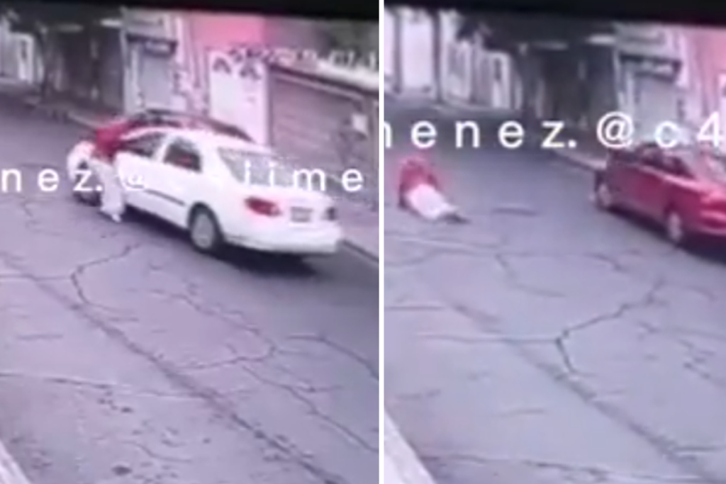 Conductora arrastra a mujer con su auto tras chocarla #VIDEO