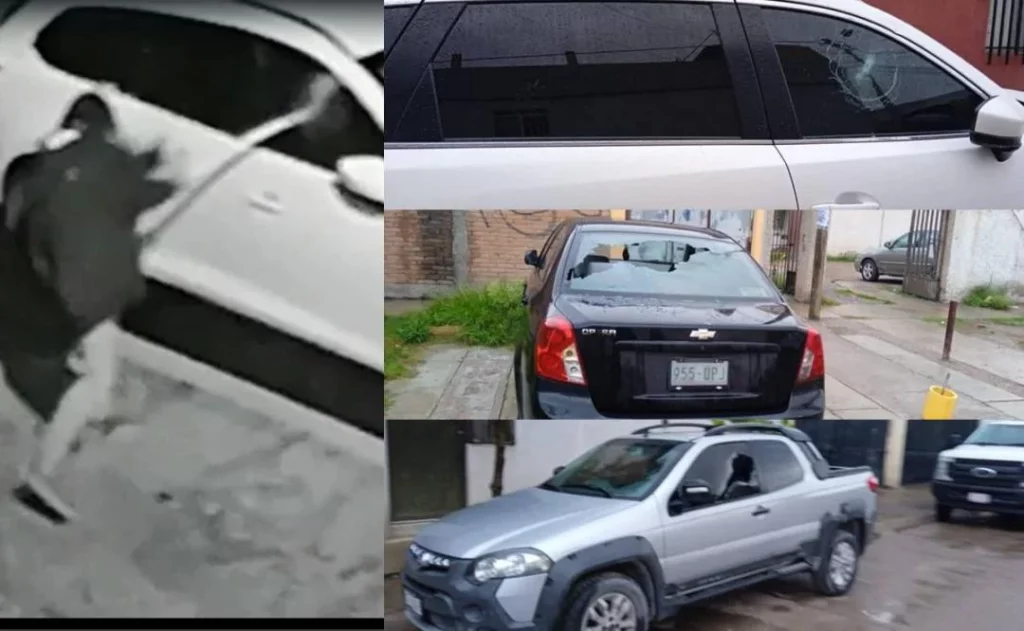 Con un palo en mano, mujer vandaliza 25 autos en calles de SLP #VIDEO