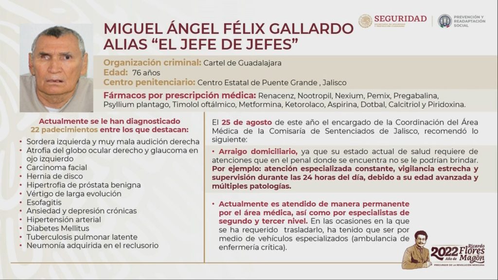 AMLO asegura atención médica para el narco Félix Gallardo se queda en prisión