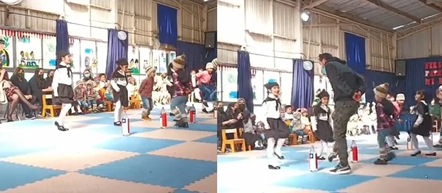 Niña se queda sin pareja en bailable escolar y papá la acompaña #VIDEO