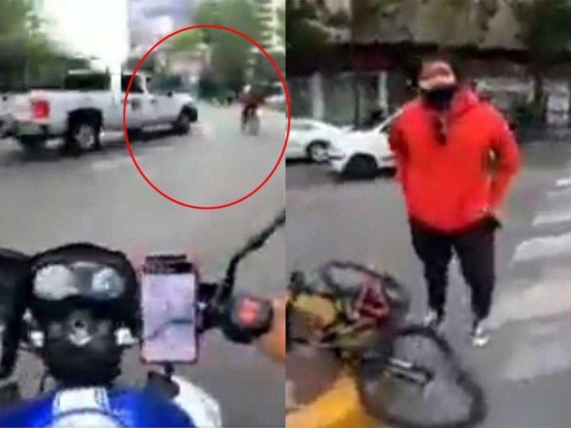 Camioneta a exceso de velocidad atropella a ciclista y huye #VIDEO