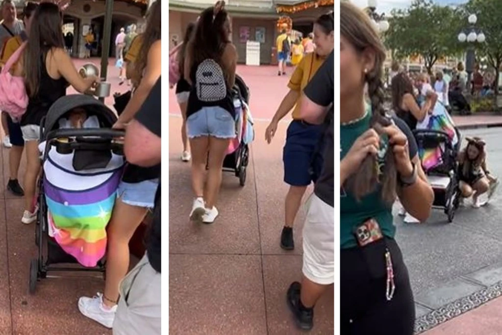 Mujer disfraza a su hija de bebé para no pagar boleto en Disney World #VIDEO