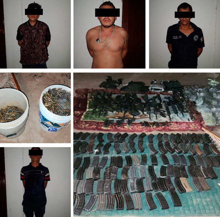 Cuatro narcos detenidos y armamento decomisado en Sonora