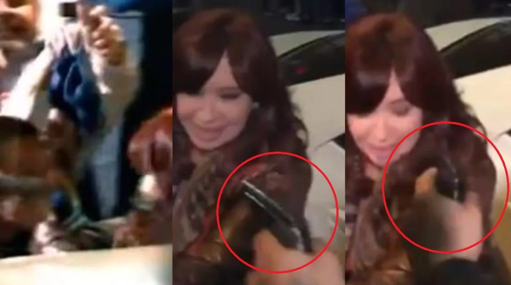 Hombre apunta con un arma a Cristina Kirchner