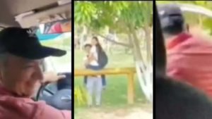 Hombre se burla de pareja besándose en la calle, pero era su hija #VIDEO