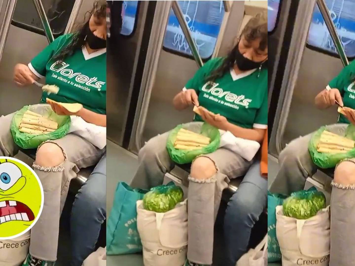 Mujer prepara tacos en el vagón del Metro