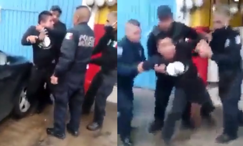 Policías agreden a hombre por no cederles su lugar en una rosticería