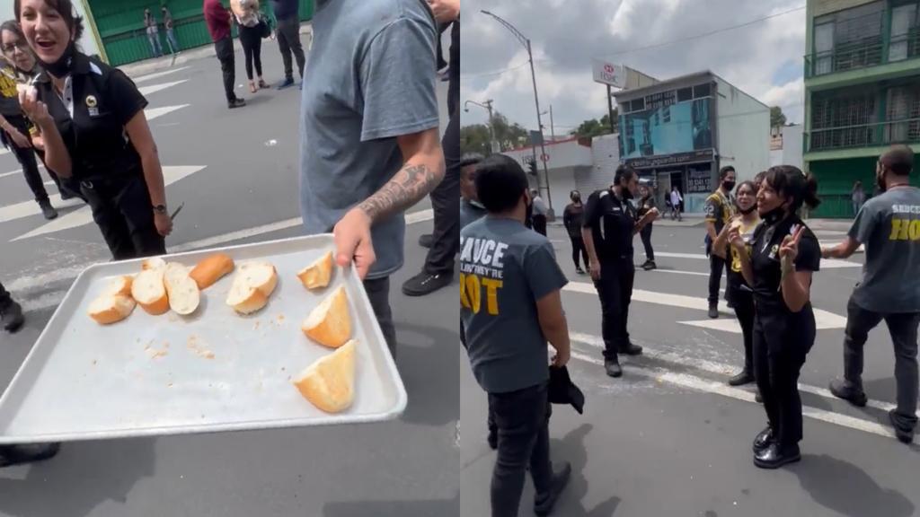 Regalan trozos de bolillo en las calles de la CDMX tras el sismo