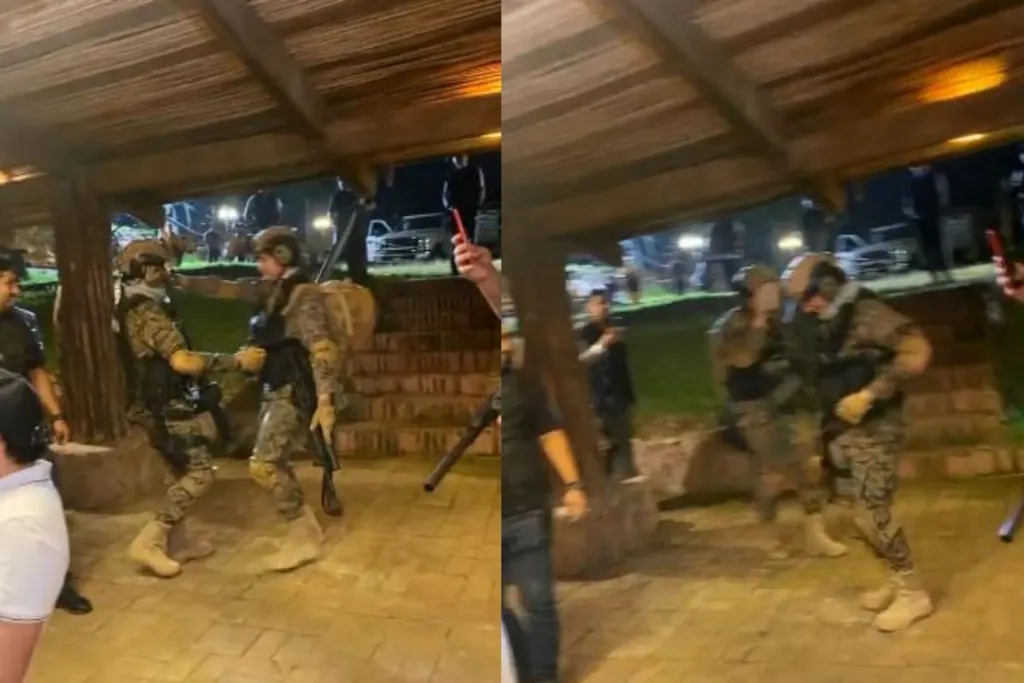 Presuntos elementos de la Semar son captados bailando en fiesta con hombres armados #VIDEO