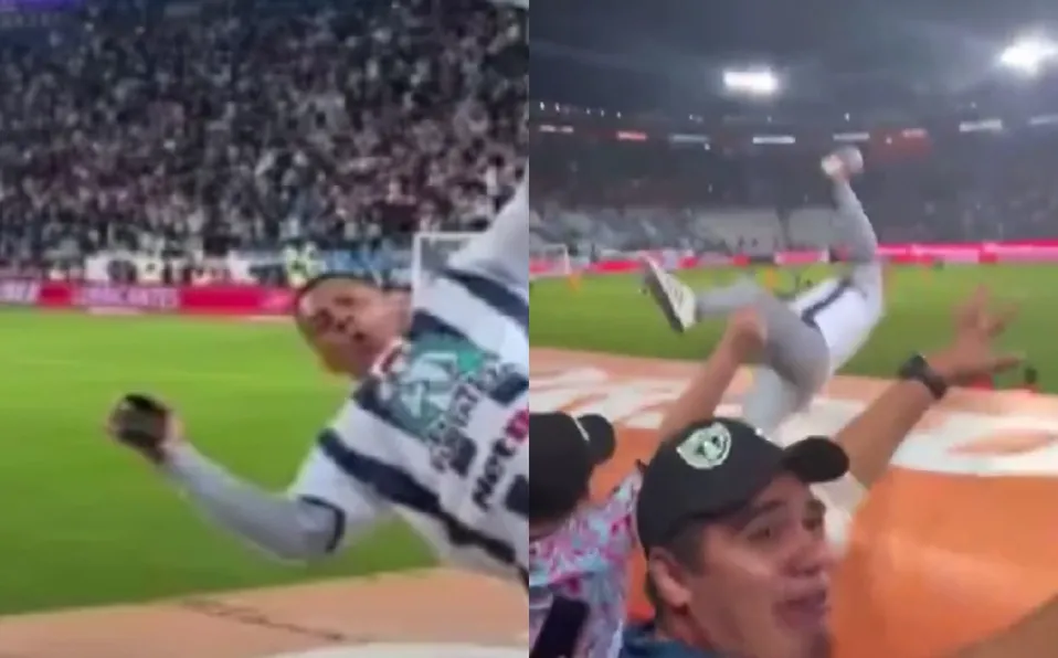 Aficionado de Pachuca se lanza a banca del estadio tras clasificación a semifinales #VIDEO