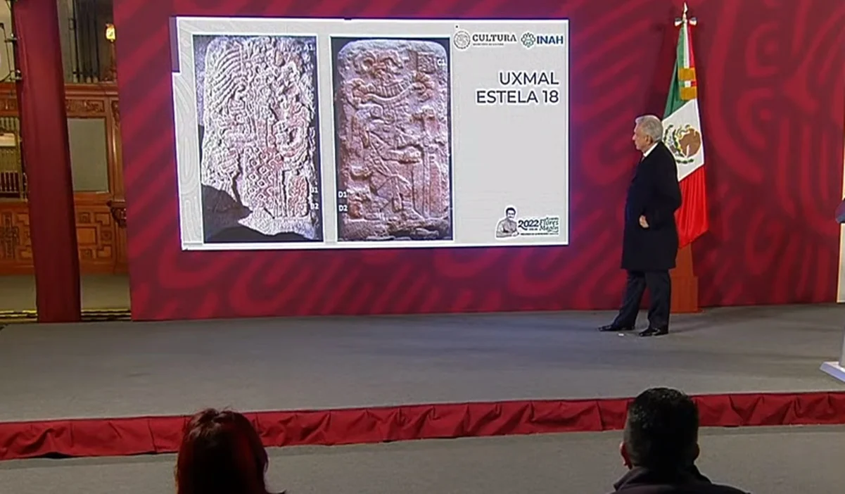 INAH localiza estela en la zona arqueológica de Uxmal durante trabajos del Tren Maya