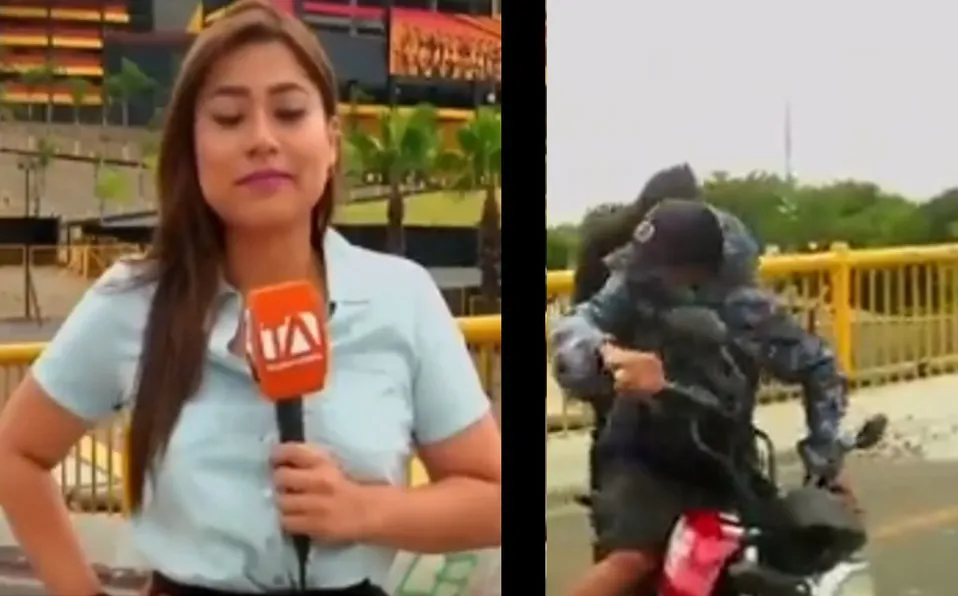 Sujetos intentan asaltar a reportera en plena transmisión en vivo #VIDEO
