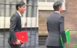 ¡Un momento! Folder del nuevo primer ministro británico cambia de color en vivo #VIDEO