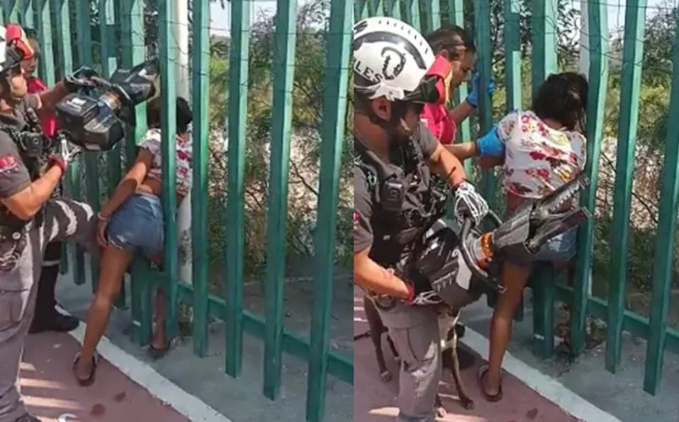 ¿Cómo llegó ahí? Menor se atora entre las barras de una reja en NL #VIDEO