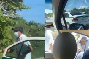 Taxistas agreden a conductor de Uber, en Cancún #VIDEO
