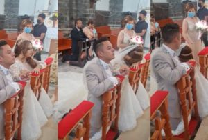¿De la emoción o…? Novia se desmaya en la misa de su boda #VIDEO