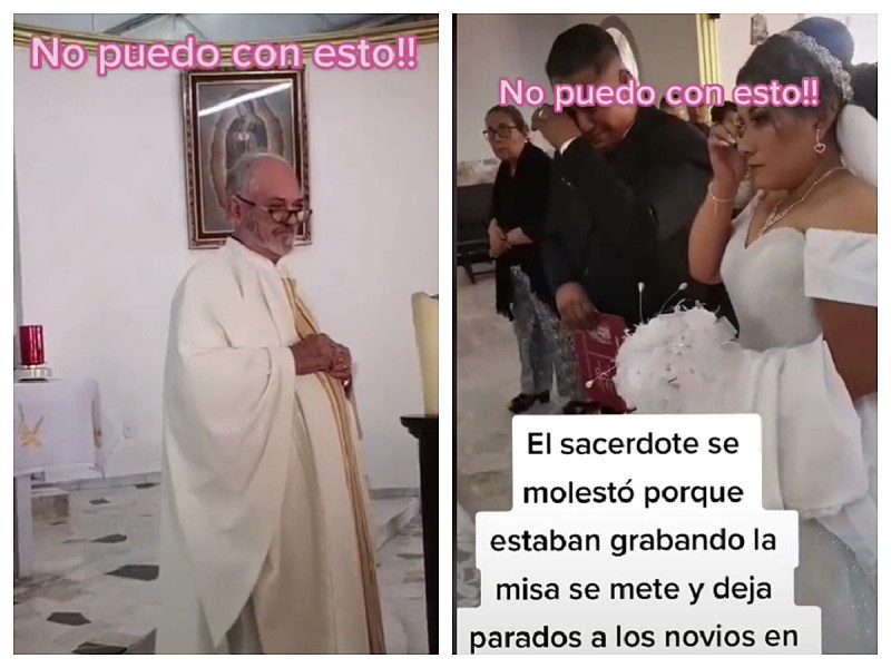 Sacerdote se enoja porque graban misa y deja plantados a novios #VIDEO