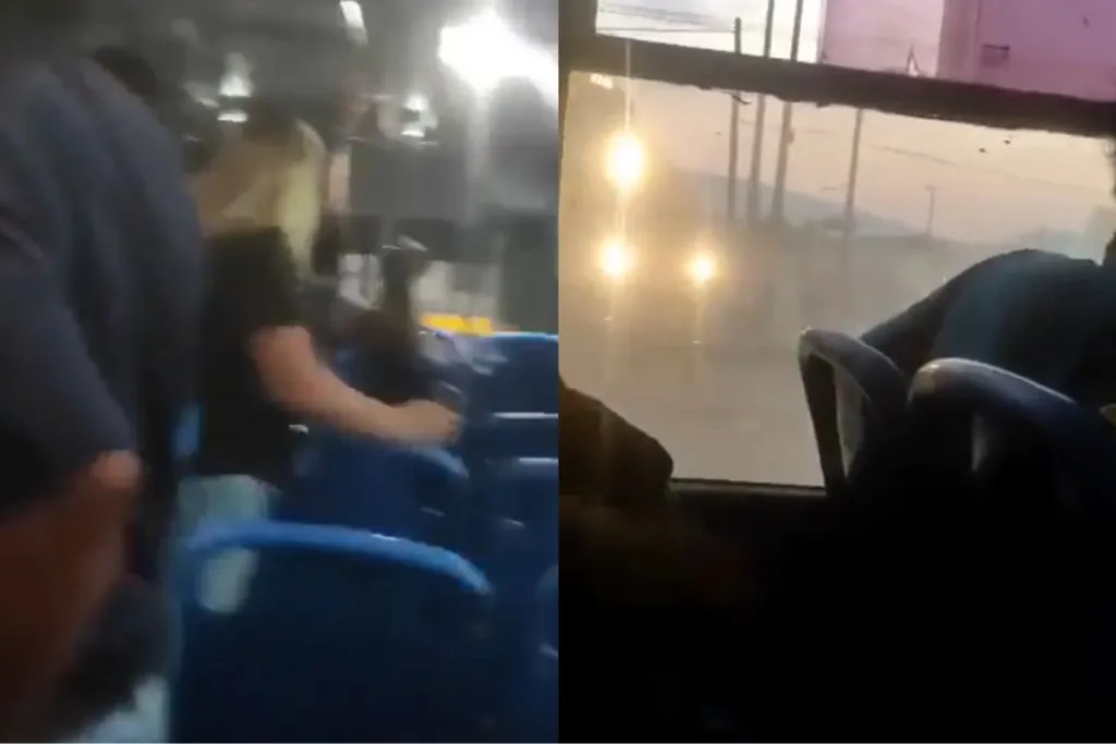 ¡Por poco! Tren casi se lleva camión lleno de pasajeros en Nuevo León #VIDEO