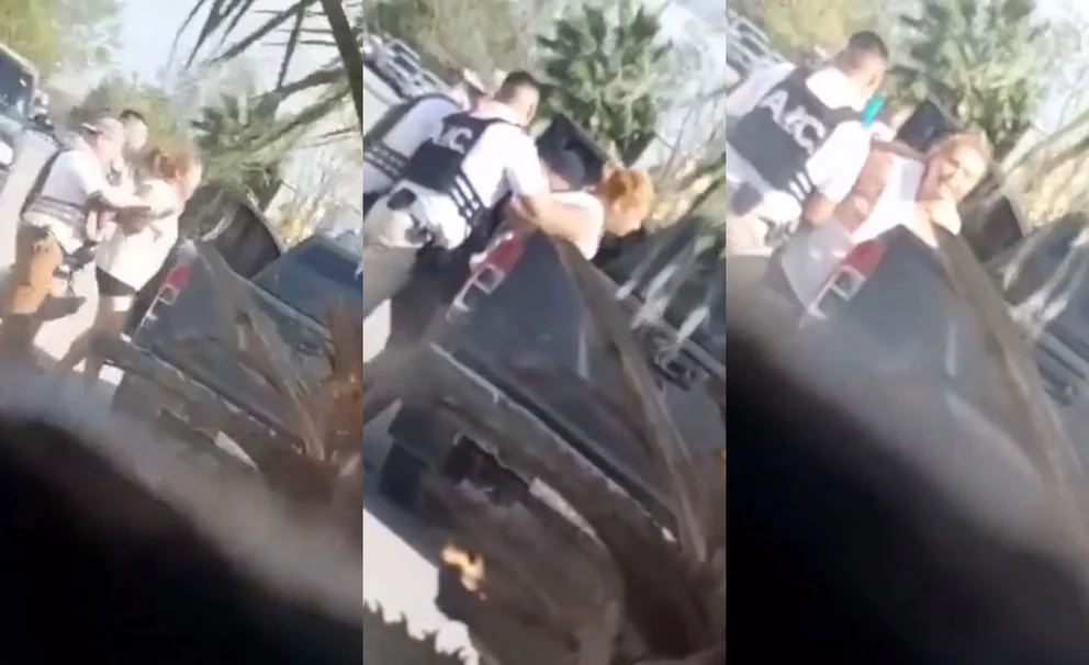 ¡Cayó la ley! Entre jaloneos, detienen a #LadyDEA por amenazar a vecino en Coahuila #VIDEO