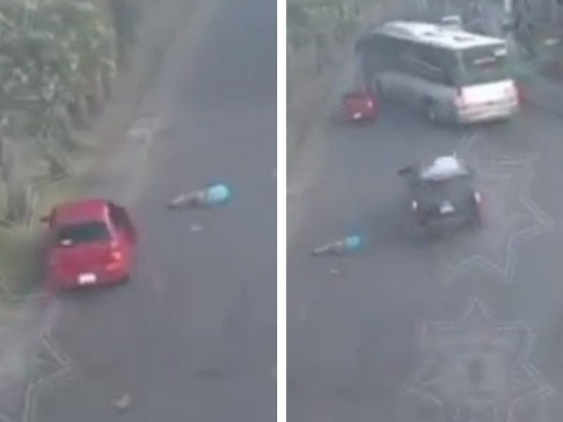 Automovilista atropella a motociclista, intenta huir, pero conductores lo detienen #VIDEO