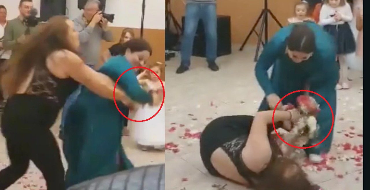 Mujeres se pelean en plena boda por el ramo de la novia