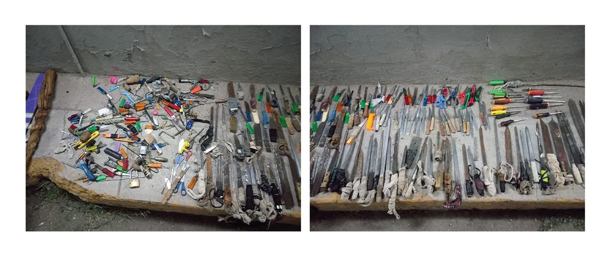 200 armas blancas decomisadas en una cárcel de Hidalgo