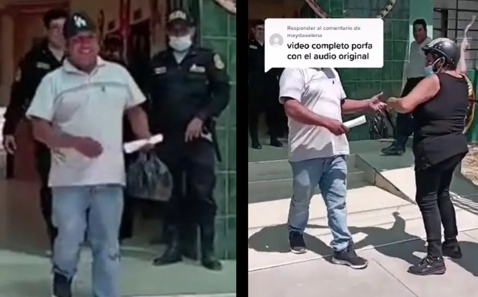 Mujer recibe a cinturonazos a su hijo al salir de la cárcel #VIDEO