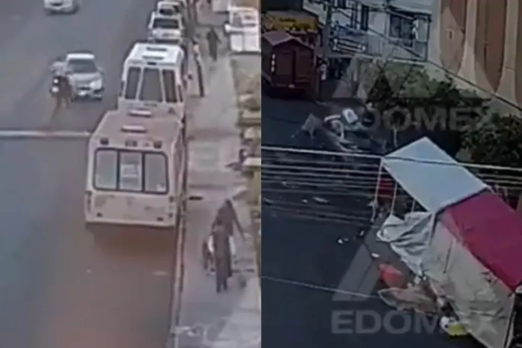 Conductor atropella a motociclista, se lleva puesto y choca con camioneta en Neza #VIDEO