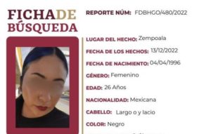 Hallan sin vida a Diana, desaparecida en Hidalgo, pero continúa búsqueda de su hija