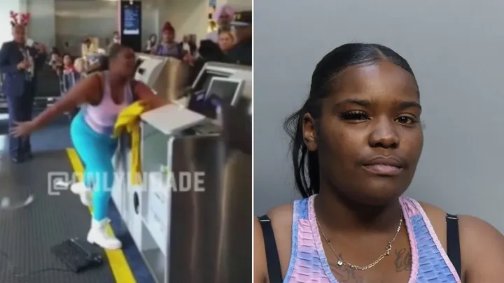 Mujer lanza computadora a trabajador en Aeropuerto de Miami #VIDEOS