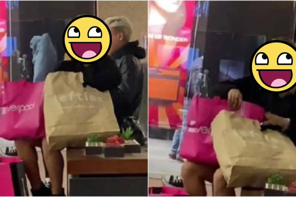 Exhiben a joven intercambiando ropa de bolsa de una marca a otra
