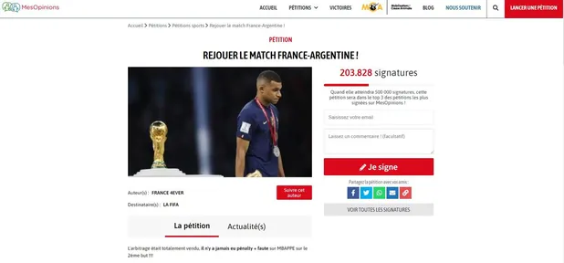Aficionados franceses firman petición para repetir final del Mundial
