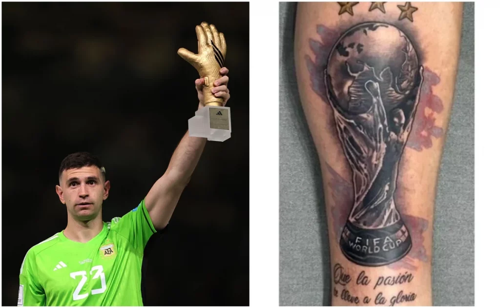 'Dibu' Martínez se tatúa Copa del Mundo en "pierna 'salvadora" de Qatar 2022