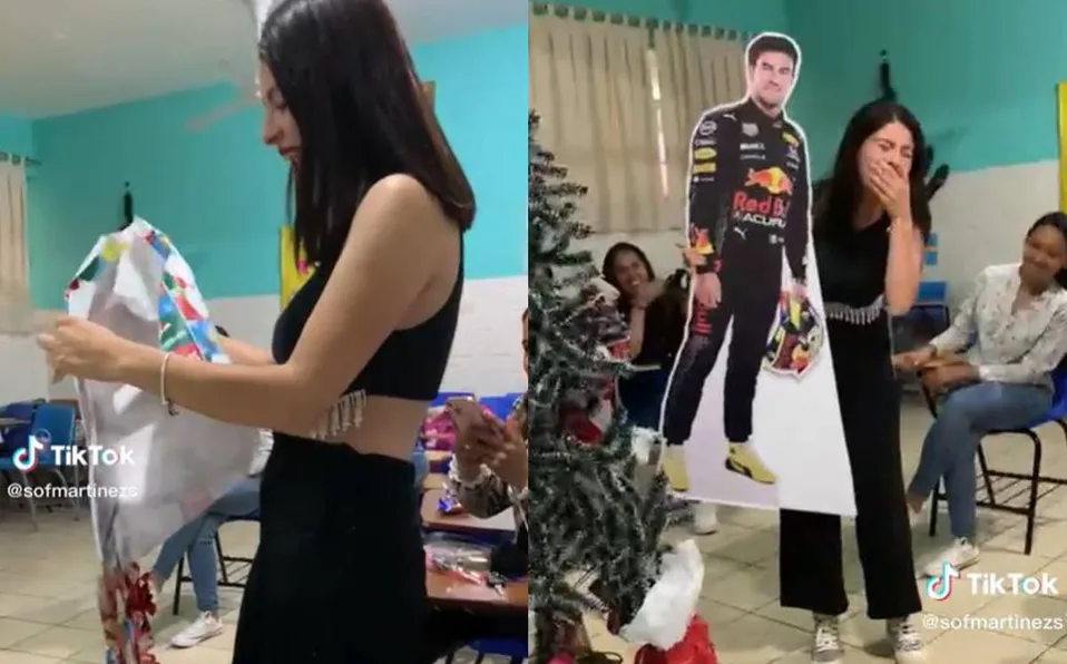 Fan de “Checo” Pérez se viraliza por reacción al recibir figura del piloto como regalo #VIDEO