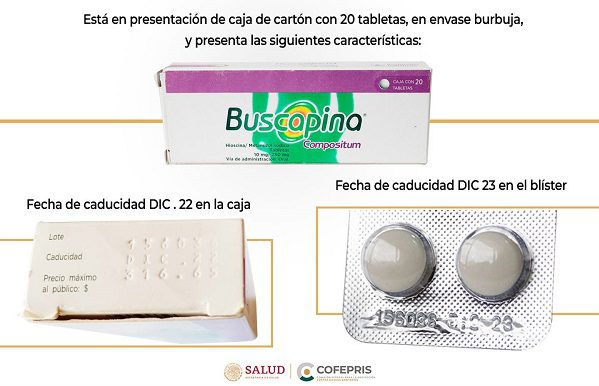 Cofepris alerta falsificación de Buscapina, Rivotril y otros cinco medicamentos