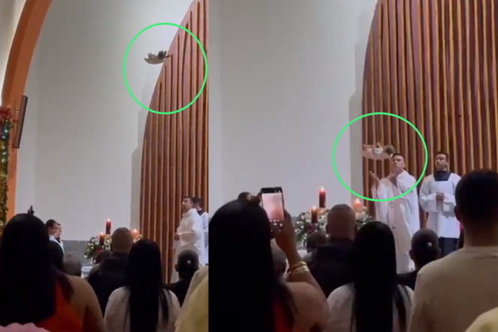 Niño Dios “volando” en una iglesia en Navidad se vuelve viral en redes #VIDEO