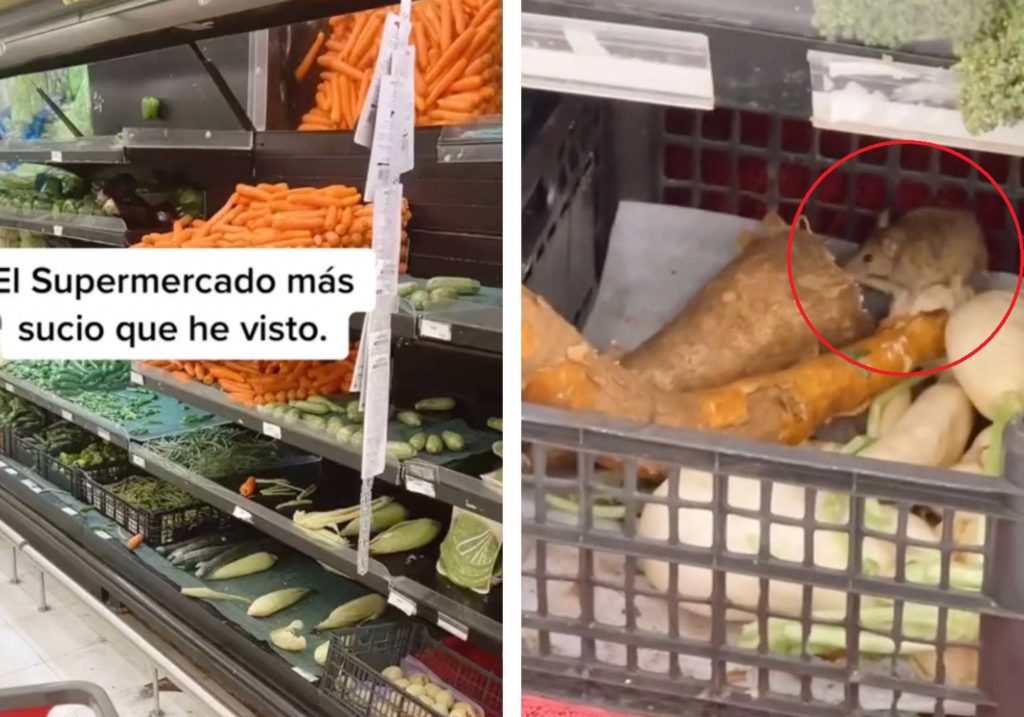 Graban a rata en el área de verduras de un supermecado en CDMX