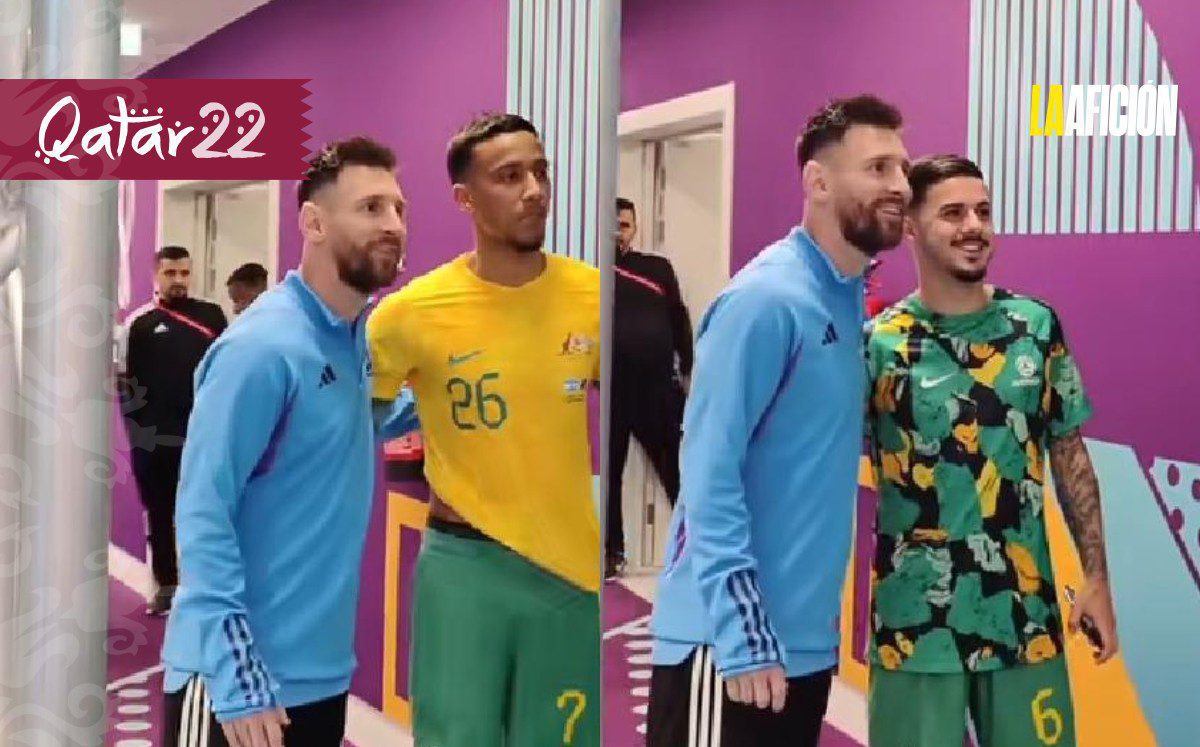 Jugadores de Australia se toman una foto con Messi
