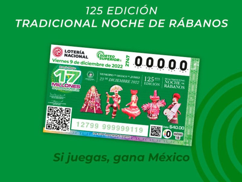 Lotería Nacional dedica sorteo superior a la Noche de Rábanos de Oaxaca