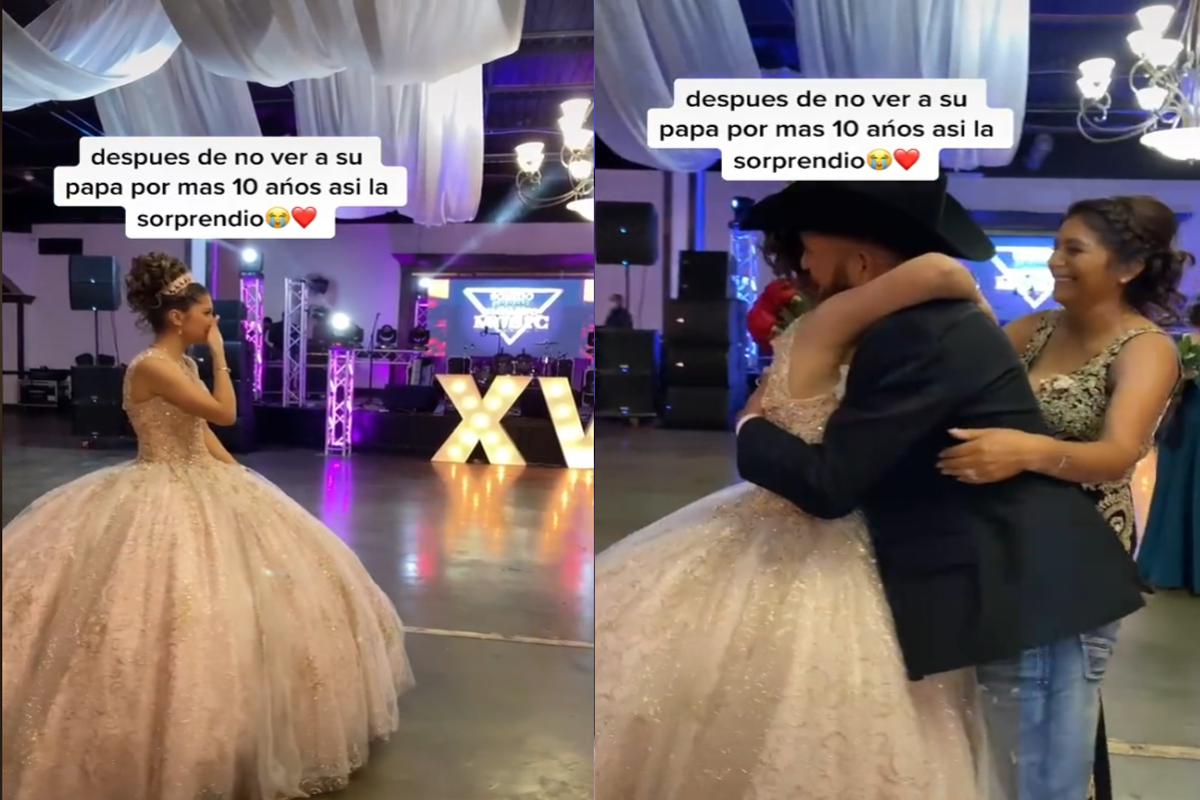 Padre e hija se reencuentran en fiesta de XV tras 10 años de no verse