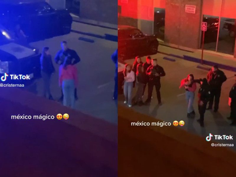 Patrulla llega a fiesta y policía se pone a bailar con una joven