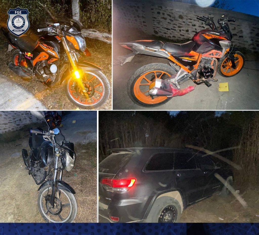 Vehículos asegurados en una ‘narco casa’ en Morelos