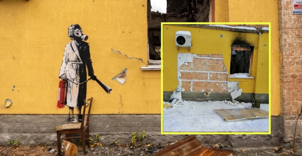 Intentan robarse un mural de Banksy en Ucrania