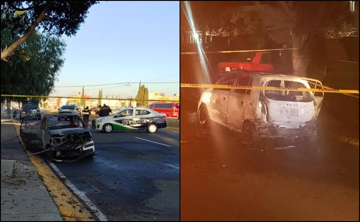 Queman taxi con chofer adentro en calles de fraccionamiento en Tecámac
