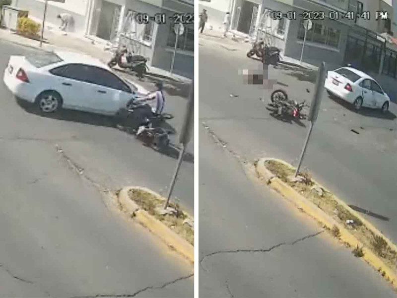 Captan fuerte choque de motociclista a exceso de velocidad en Ecatepec