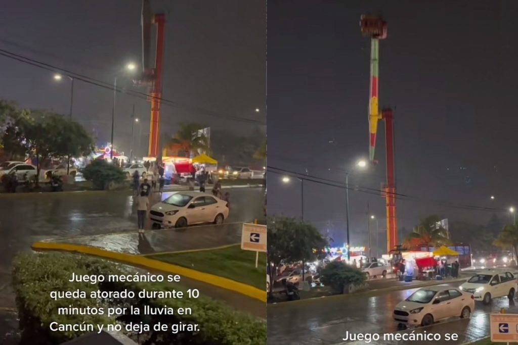 ¡Terror en Feria de Cancún! Juego mecánico gira sin control por falla mecánica #VIDEO