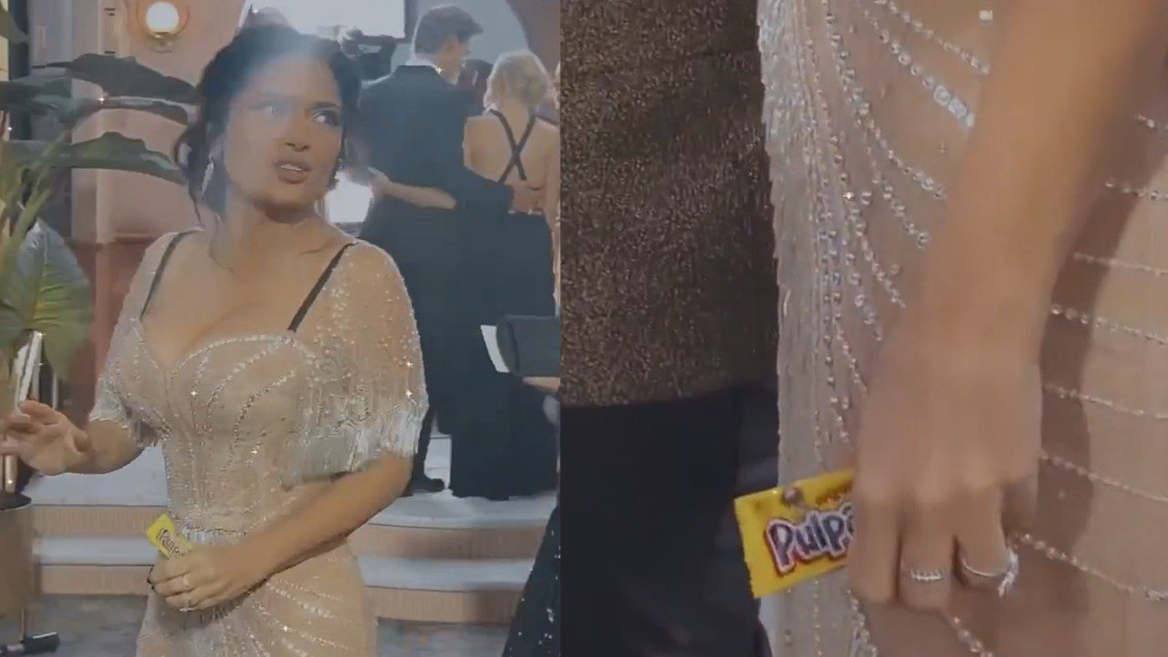 Salma Hayek sorprendió a los Globos de Oro al llevar ¡Un pulparindo!